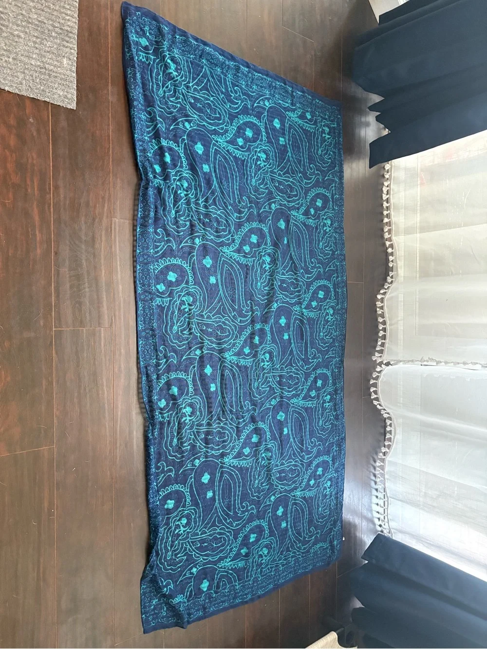 Paisley Print Oversized Blue & Teal Wrap Scarf Shawl